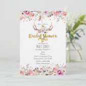 Bloemen & Hertengeweien Bruidsfeest Uitnodigingen (Staand voorkant)