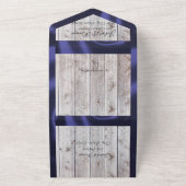 Bloemen & Hoefijzers, Blauw lint All In One Uitnodiging (Buitenkant)