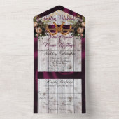 Bloemen & Hoefijzers, Paarse lint All In One Uitnodiging (Binnen)