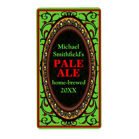 Bloemen Homebrew Bierlabels Groen Etiket (Voorkant)