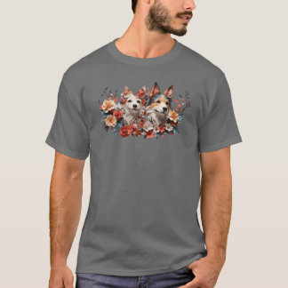 Bloemen hond grappig cadeau t-shirt