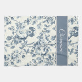  Bloemen Hondenpatroon met Aangepaste Naam Theedoek (Horizontaal)