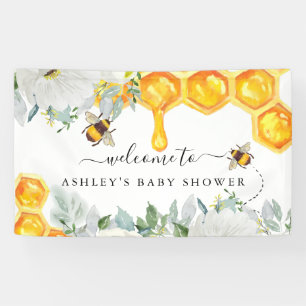 Bloemen Honingraat Bumble Bee   Baby showers banne Spandoek