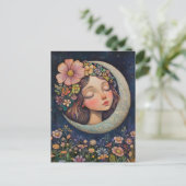 Bloemen hoofdtooi & halve maan briefkaart (Staand voorkant)