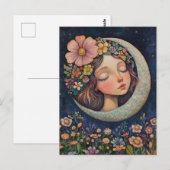 Bloemen hoofdtooi & halve maan briefkaart (Voorkant / Achterkant)
