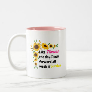 bloemen houden zondag grappige collega's cadeau tweekleurige koffiemok