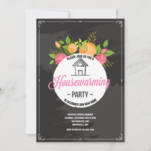Bloemen Housewarming Party Uitnodiging (Voorkant)