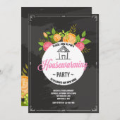 Bloemen Housewarming Party Uitnodiging (Voorkant / Achterkant)
