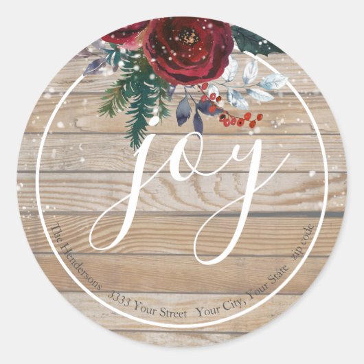 Bloemen Hout Snowy Joy Retouradres Envelope Seal Ronde Sticker (Voorkant)