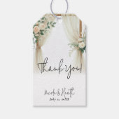 Bloemen Houten Boog Greenery Rozen Rustieke bruilo Cadeaulabel (Voorkant)