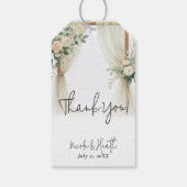 Bloemen Houten Boog Greenery Rozen Rustieke bruilo Cadeaulabel (Achterkant)