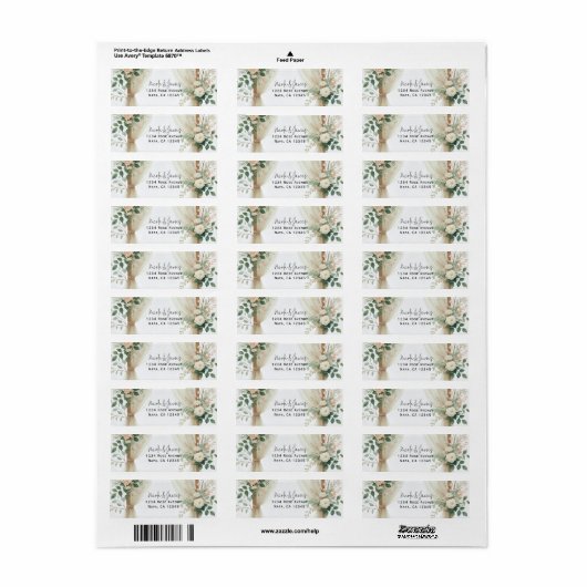 Bloemen Houten Boog Greenery Rozen Rustieke bruilo Etiket (Full Sheet)