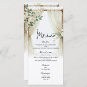Bloemen Houten Boog Greenery Rozen Trouwmenu Menu (Voorkant / Achterkant)