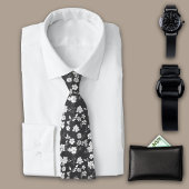  Bloemen Houtskool Personaliseer Initiaal Stropdas