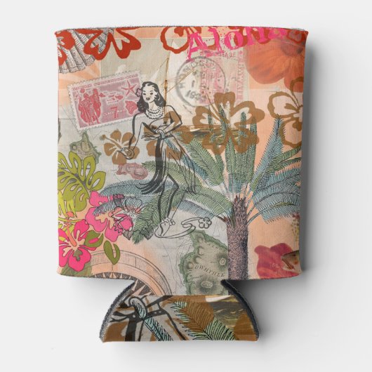 bloemen Hula Colorful Hawaiian Tropical Blikjeskoeler (Voorkant)