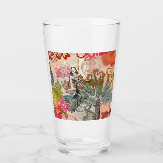 bloemen Hula Colorful Hawaiian Tropical Glas (Voorkant)