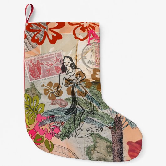 bloemen Hula Colorful Hawaiian Tropical Kleine Kerstsok (Voorkant)