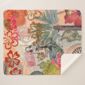 bloemen Hula Colorful Hawaiian Tropical Sherpa Deken (Voorkant (horizontaal))