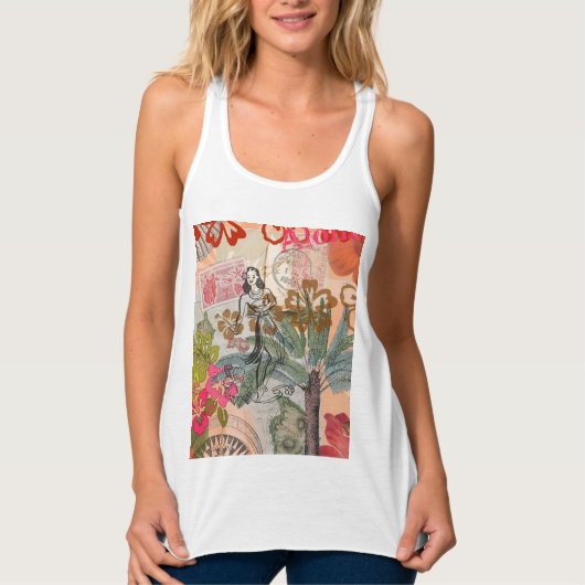  bloemen Hula Colorful Hawaiian Tropical Tanktop (Voorkant)