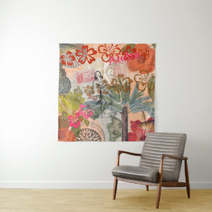  bloemen Hula Colorful Hawaiian Tropical Wandkleed