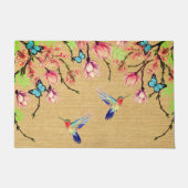 Bloemen Hummingbird Pattern Vlinders Natuur Home Deurmat (Voorkant)