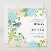 Bloemen Hydrangea Bird Butterfly bruiloft Kaart (Voorkant)