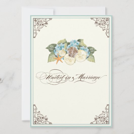 Bloemen Hydrangea Bloem Seashell Swirls Beach Kaart (Achterkant)