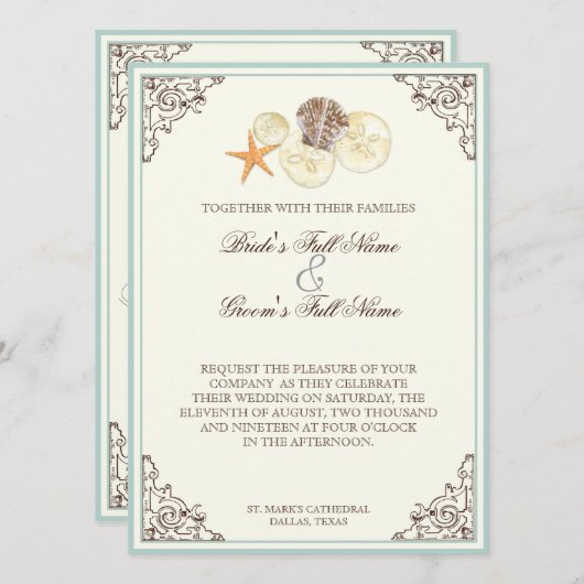 Bloemen Hydrangea Bloem Seashell Swirls Beach Kaart (Voorkant / Achterkant)