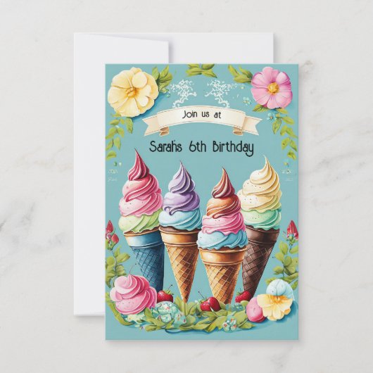 Bloemen Ice Cream Delight uitnodiging (Voorkant)