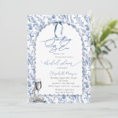 Bloemen Iets Blauw Boog Glas Parels Kaart (Staand voorkant)