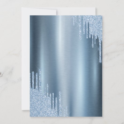 Bloemen Iets Blauw Bow Glitter Druppelt Kaart (Achterkant)