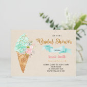 Bloemen ijs bruids douche uitnodiging (Staand voorkant)