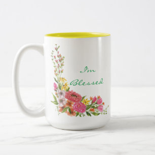 Bloemen "Ik ben gezegend" koffie mok