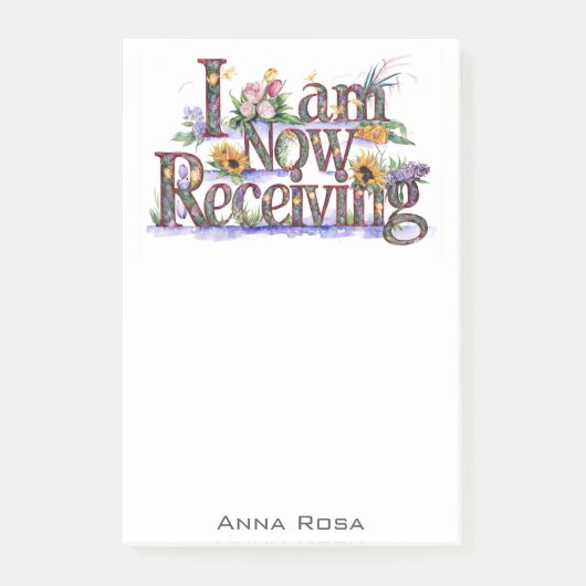 *~* Bloemen IK ONTVANG NU AP85 Manifesting 3 Post-it® Notes (Voorkant)
