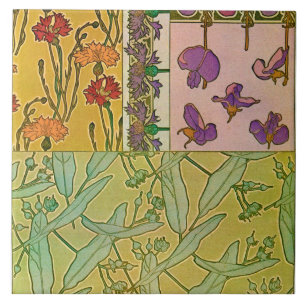 Bloemen in Art Nouveau-stijl, Mucha Tegeltje
