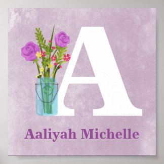 Bloemen in Ball Mason Vase Custom Girl Wall Art Poster
