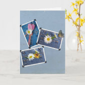 bloemen in blauw jekzak met vlinder kaart (Gele Bloem)