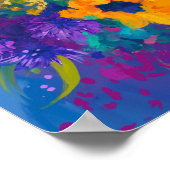 bloemen in blauw seizoen poster (Hoek)