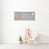 Bloemen in bloem met Baby shower-banner voor vlind Spandoek (Insitu)