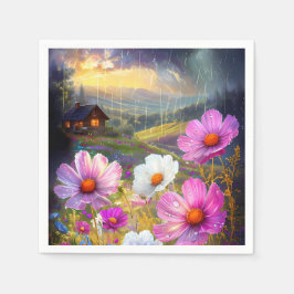 Bloemen in blok: een artistiek display servet