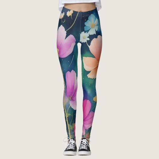 Bloemen in de kosmos leggings (Voorkant)