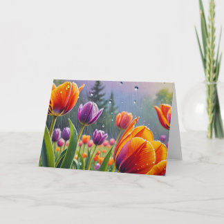 Bloemen in de regen bedankkaart