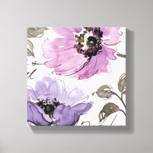 Bloemen in de schaduw van Paars Canvas Afdruk