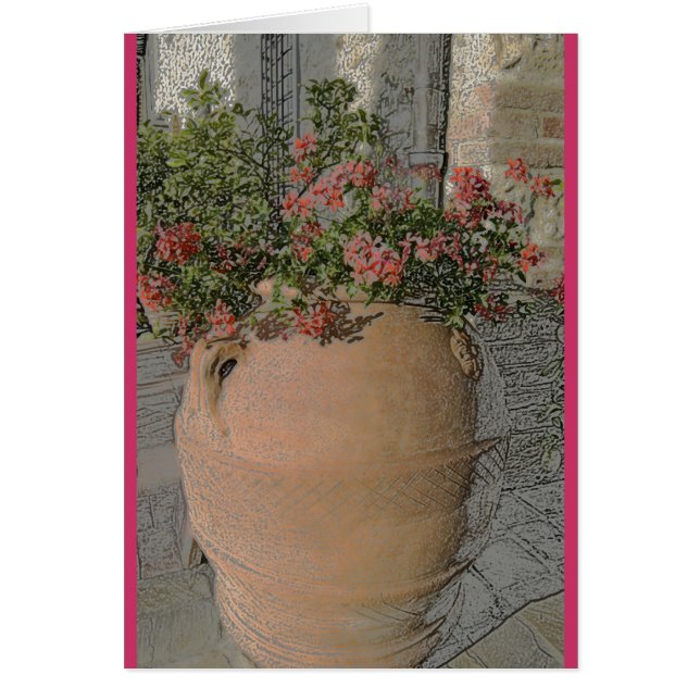 Bloemen in de Toscaanse terracotta planter (Voorkant)