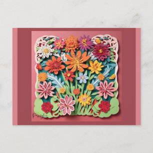 Bloemen in de tuin Papierkunst Briefkaart