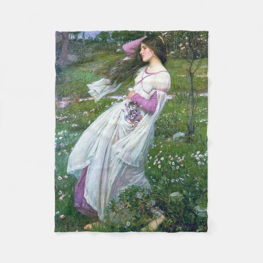 Bloemen in de wind, John William Waterhouse Fleece Deken (Voorkant)