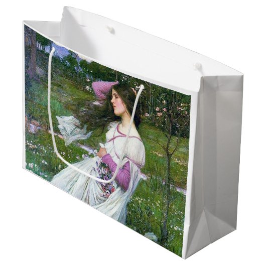 Bloemen in de wind, John William Waterhouse Groot Cadeauzakje (Voorkant Gekanteld)