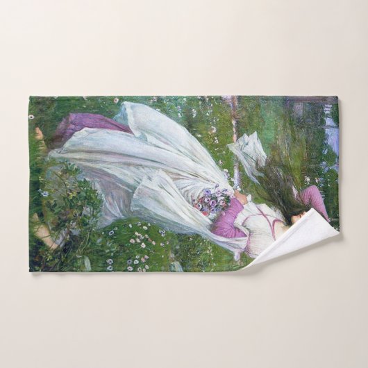 Bloemen in de wind, John William Waterhouse Handdoek (Handdoek)