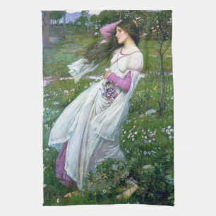 Bloemen in de wind, John William Waterhouse Theedoek