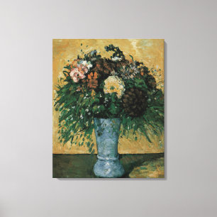 Bloemen in een blauwe vaas door Paul Cezanne Vinta Canvas Afdruk